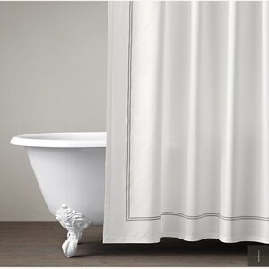 Restoration Hardware Italian White Hot Satin Stitch Shower Curtain in Graphite